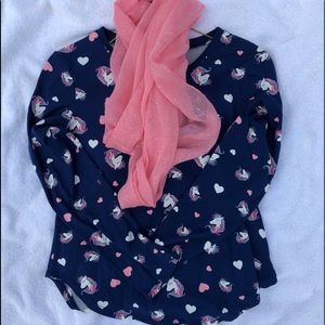 Big Girls Size LG Long Sleeve Shirt w/scarf